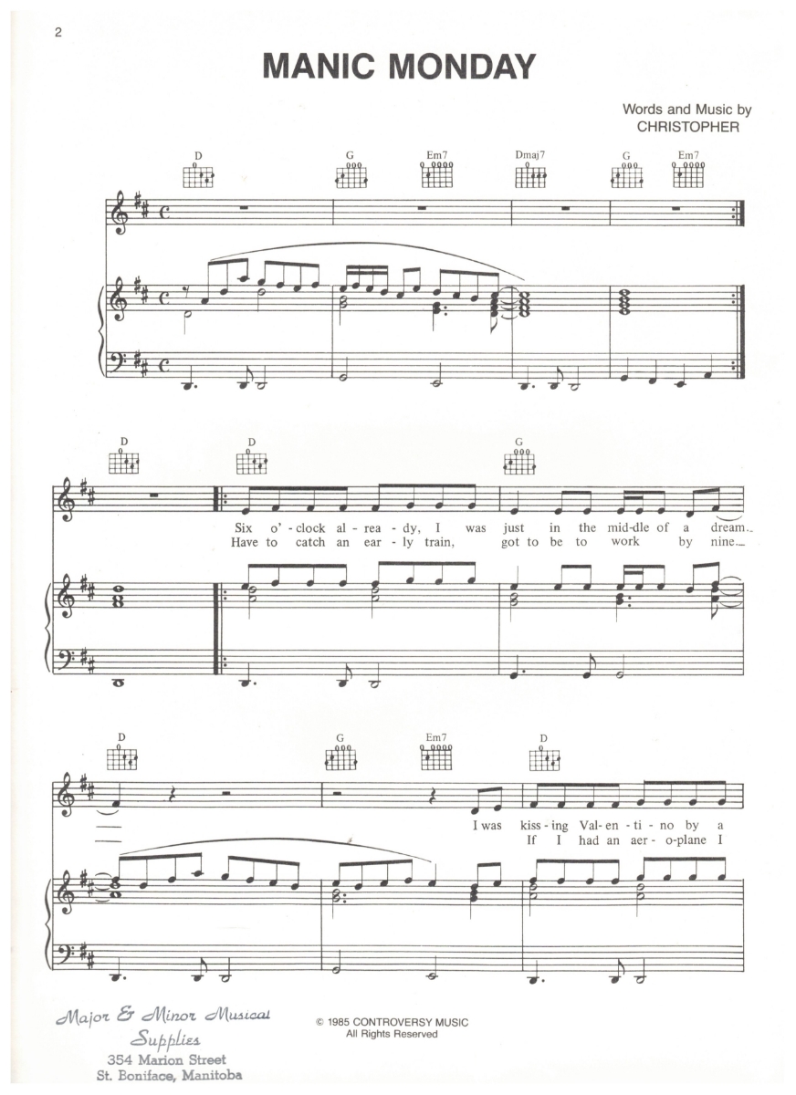 Tredwells-Music.com|Manic Monday, Christopher, recorded by The Bangles ...