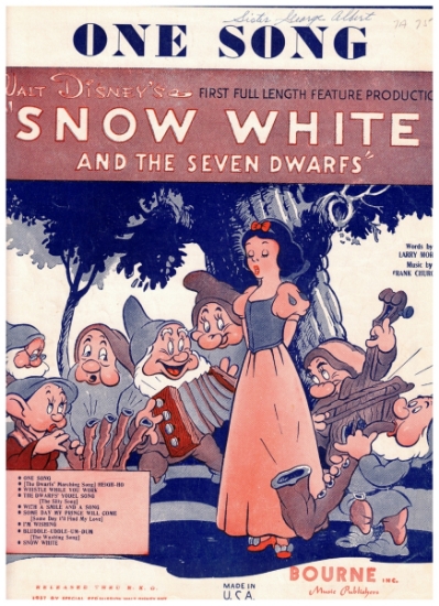 Picture of One Song, from the Walt Disney movie "Snow White And the Seven Dwarfs", Larry Morey & Frank Churchill, sheet music