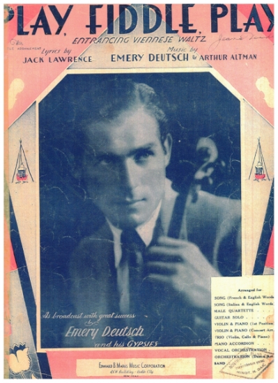 Picture of Play Fiddle Play, Jack Lawrence/ Emery Deutsch/ Arthur Altman, arr. for piano trio (violin, cello & piano), sheet music