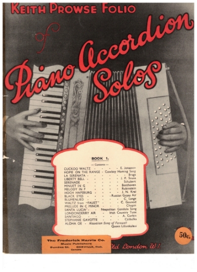 Picture of Keith Prowse Folio of Piano Accordion Solos Book 1, ed. Pietro Piandosi, sheet music folio