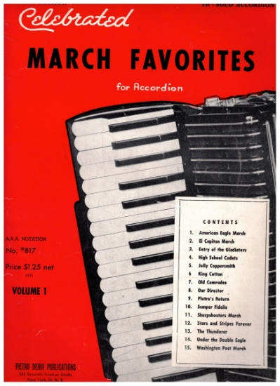 Picture of Celebrated March Favorites, ed. Pietro Deiro, accordion solo folio