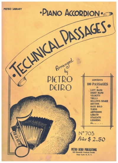 Picture of 100 Technical Passages, ed. Pietro Deiro, accordion solo folio