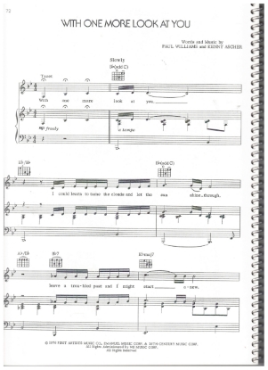 Picture of With One More Look At You/ Watch Closely Now (Finale), from movie "A Star is Born", Paul Williams & Kenny Ascher, recorded by Barbra Streisand, sheet music
