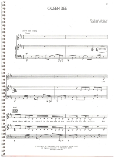 Picture of Queen Bee, from movie "A Star is Born", Rupert Holmes, recorded by Barbra Streisand, sheet music