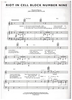 Picture of Riot in Cell Block Number Nine, recorded by "The Robins"; Wanda Jackson; "The Coasters", Jerry Leiber & Mike Stoller, sheet music