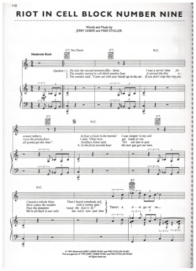 Picture of Riot in Cell Block Number Nine, recorded by "The Robins"; Wanda Jackson; "The Coasters", Jerry Leiber & Mike Stoller, sheet music