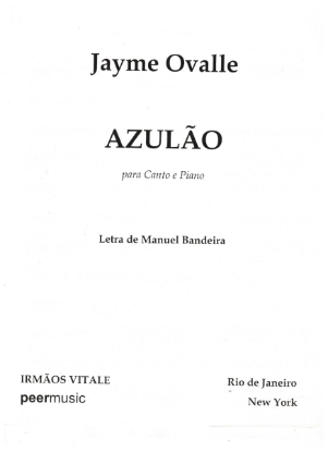 Picture of Azulao, Manuel Bandeira & Jayme Ovalle, medium high vocal solo, sheet music