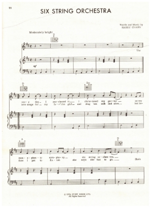 Picture of Six String Orchestra, written & recorded by Harry Chapin, sheet music