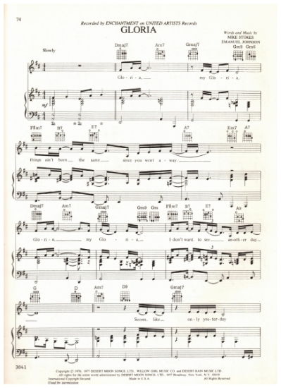 Picture of Gloria, Mike Stokes & Emanuel Johnson, recorded by Enchantment, sheet music