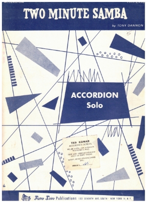Picture of Two Minute Samba, Tony Dannon, accordion solo sheet music