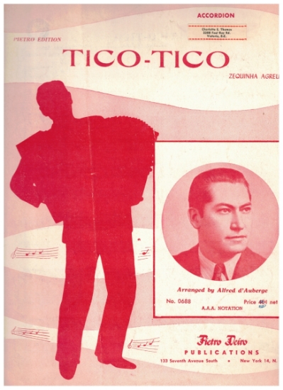 Picture of Tico-Tico (Tico-Tico No Fuba), Zequinha Agreu, arr. Alfred d'Auberge, accordion solo sheet music
