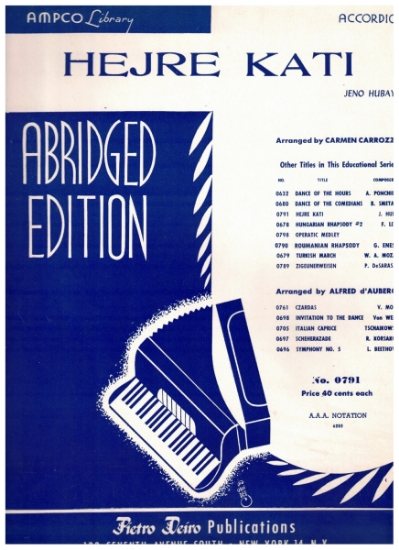 Picture of Hejre Kati, from "The Czarda", Jeno Hubay, arr. Carmen Carrozza, accordion solo sheet music
