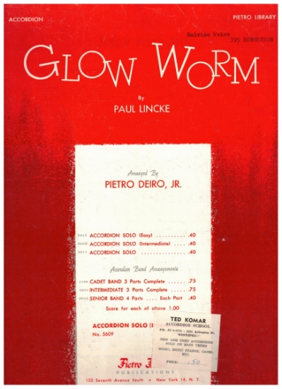 Picture of Glow-Worm, Pietro Deiro Jr, accordion solo sheet music