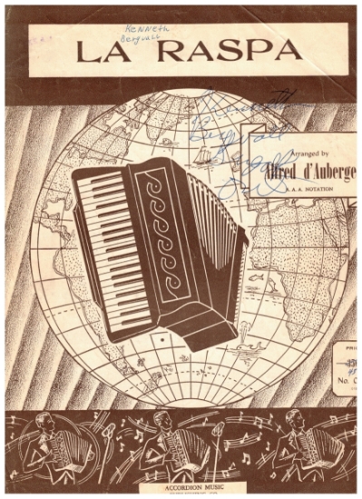 Picture of La Raspa, Mexican folk song, arr. by Alfred d'Auberge, simplified accordion solo sheet music