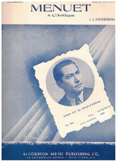 Picture of Menuet a l'Antique, I. J. Paderewski, arr. Alfred d'Auberge, accordion solo sheet music