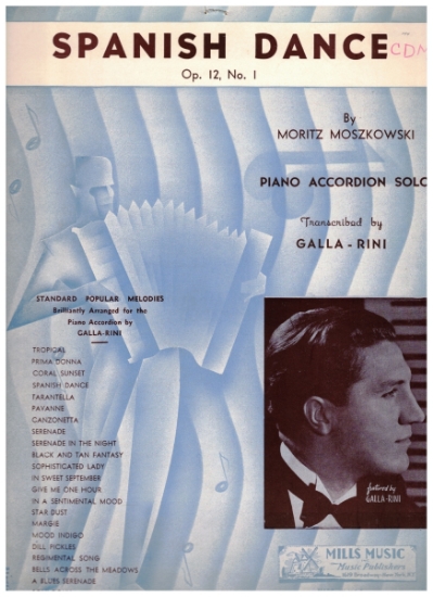 Picture of Spanish Dance in C Op. 12 No. 1, Moritz Moszkowski, arr. Galla-Rini, accordion solo sheet music