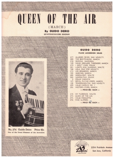Picture of Queen of the Air March, Guido Deiro, accordion solo sheet music