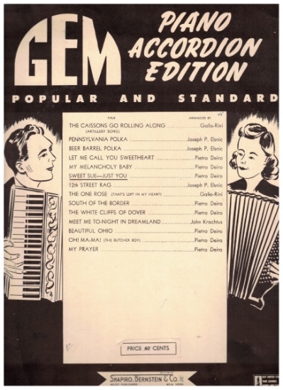 Picture of Sweet Sue Just You, Will J. Harris & Victor Young, arr. Pietro Deiro, accordion solo sheet music