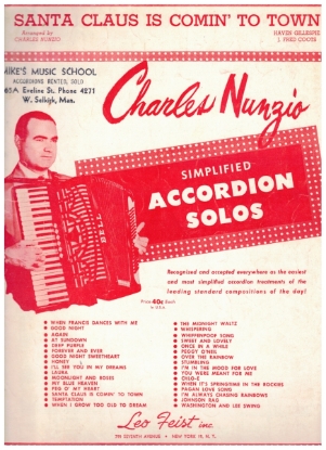 Picture of Santa Claus is Comin' To Town, Haven Gillespie & J. Fred Coots, arr. Charles Nunzio, accordion solo sheet music
