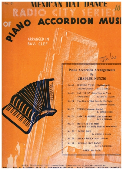 Picture of Mexican Hat Dance (Jarabe Tapatio), F. A. Partichela, arr. Charles Nunzio, accordion solo sheet music