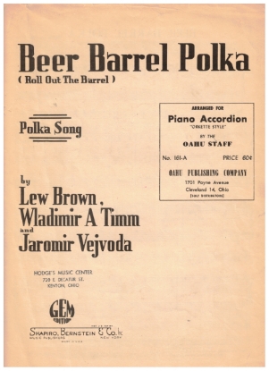 Picture of Beer Barrel Polka, Lew Brown/ Vladimir Timm/ Jaromir Vejvoda, accordion duet sheet music