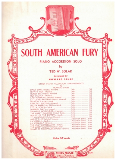 Picture of South American Fury, Ted W. Solak, arr. Howard Stube, accordion solo sheet music