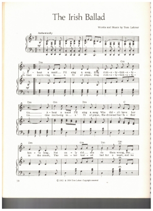 Picture of The Irish Ballad, words & music Tom Lehrer, sheet music