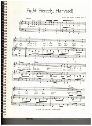 Picture of Fight Fiercely Harvard, words & music Tom Lehrer, sheet music