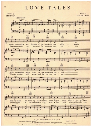 Picture of Love Tales, Ben Ryan & Vincent Rose, recorded by Abe Lyman, sheet music