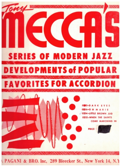 Picture of Little Brown Jug, folk song, Tony Mecca's "Series of Modern Jazz Developments of Popular Favorites for Accordion", advanced accordion solo