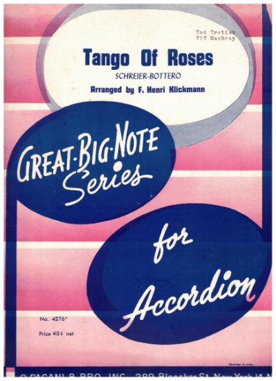 Picture of Tango of Roses, Schreier-Bottero, arr. F. Henri Klickmann, big-note accordion solo sheet music
