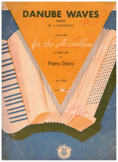 Picture of Danube Waves, "Anniversary Song" as popularized by Al Jolson, arr. Pietro Deiro, easy accordion solo sheet music