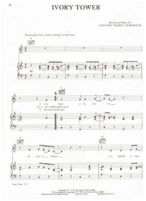 Picture of Ivory Tower, Clifford "Barny" Robertson, recorded by Waylon Jennings, sheet music