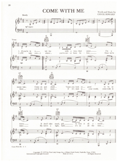 Picture of Come With Me, Chuck Howard, recorded by Waylon Jennings, sheet music