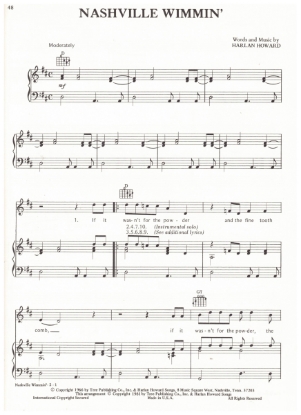 Picture of Nashville Wimmin', words & music Harlan Howard, recorded by Waylon Jennings, sheet music