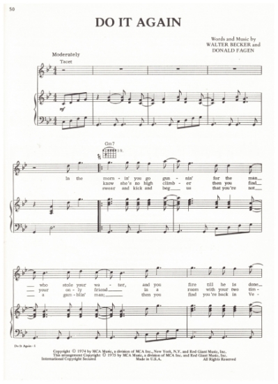 Picture of Do It Again, Walter Becker & Donald Fagen, recorded by Waylon Jennings, sheet music