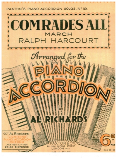 Picture of Comrades All March, Ralph Harcourt, arr. Al Richards, accordion solo sheet music