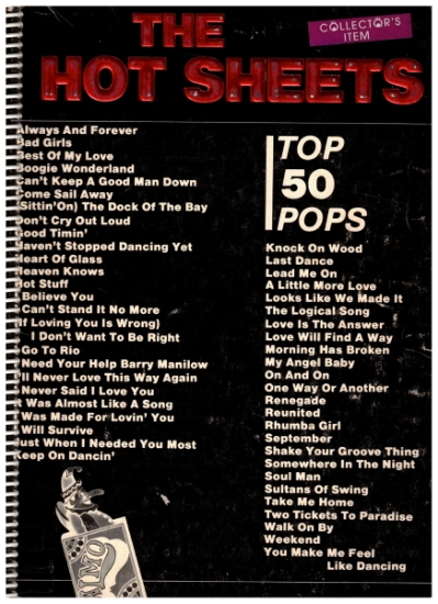 Picture of The Hot Sheets Top 50 Pops, Song Hits of the 70's, sheet music songbook