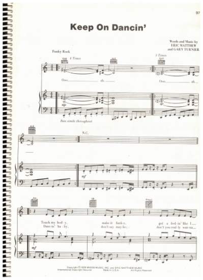 Picture of Keep on Dancin', Eric Matthew & Gary Turnier, recorded by Gary's Gang, sheet music