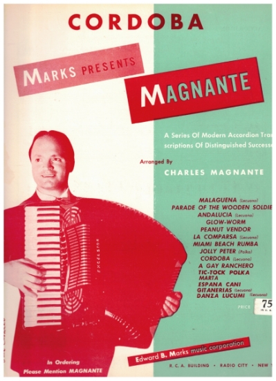 Picture of Cordoba, from "Andalucia Suite", Ernesto Lecuona, transcribed by Charles Magnante, accordion solo sheet music
