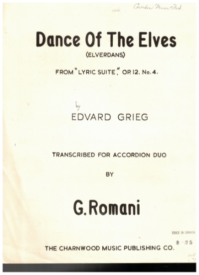 Picture of Dance of the Elves, from Lyric Suite Op. 12 No, 4, arr. G. Romani, accordion duet sheet music