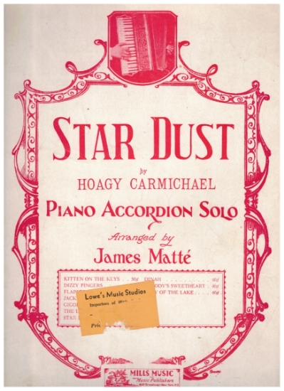Picture of Star Dust, Hoagy Carmichael, arr. James Matte, accordion solo sheet music