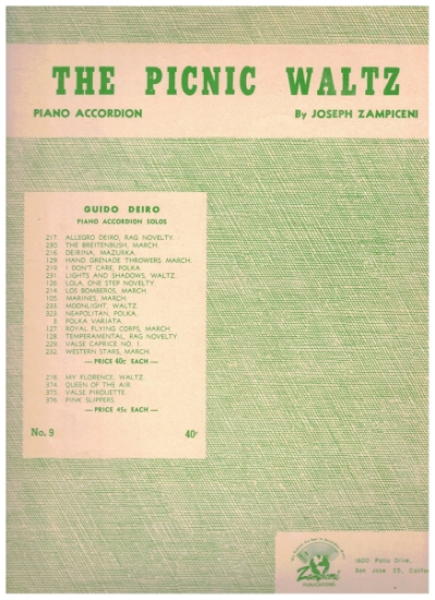 Picture of The Picnic Waltz,Joseph Zampiceni, accordion solo sheet music
