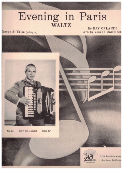 Picture of Evening in Paris, Ray Orlandi, arr. Joseph Zampiceni, accordion solo sheet music