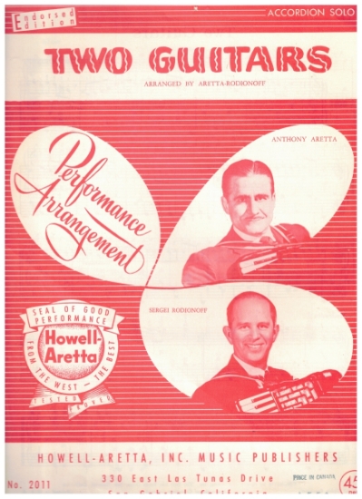 Picture of Two Guitars, Russian folk song, arr. Anthony Aretta & Sergei Rodionoff, accordion solo sheet music