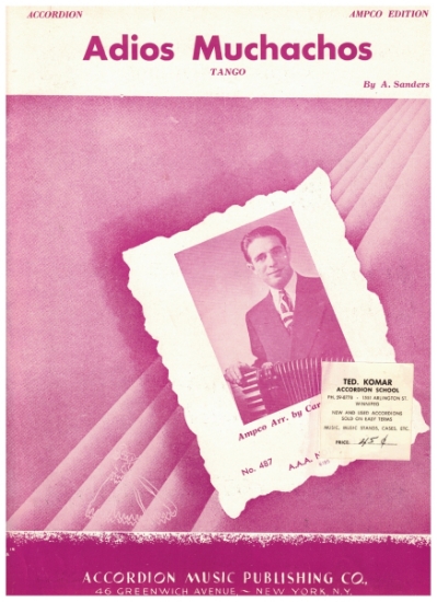 Picture of Adios Muchachos, Tango, A. Sanders, arr. Carmen Carozza, easy accordion solo sheet music