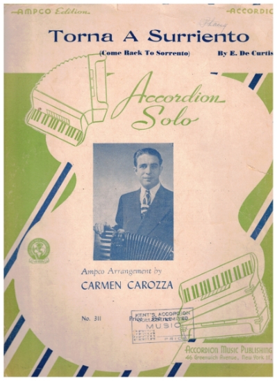 Picture of Come Back to Sorrento (Torna a Surriento), E. De Curtis, arr. Carmen Carozza, easy accordion solo sheet music